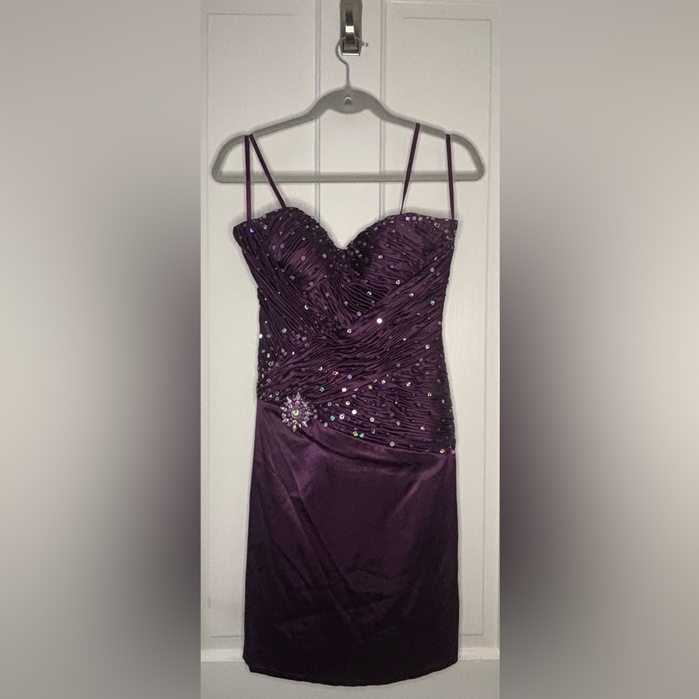 Prom Purple Beaded Spaghetti-Strap Dress